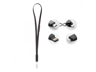 Ланьярд с проводами 3 в 1 Cableyard черный