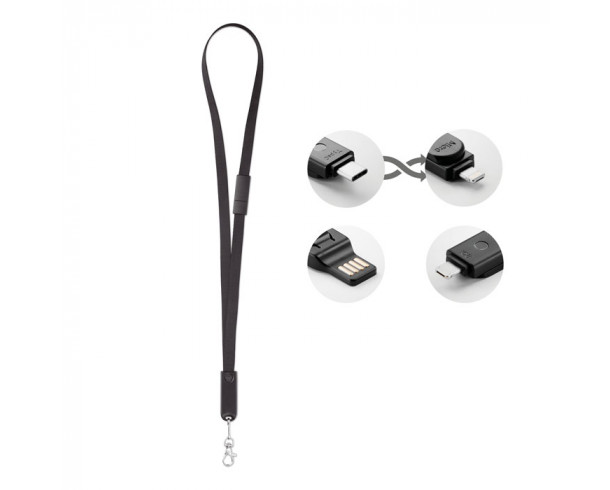Ланьярд с проводами 3 в 1 Cableyard черный